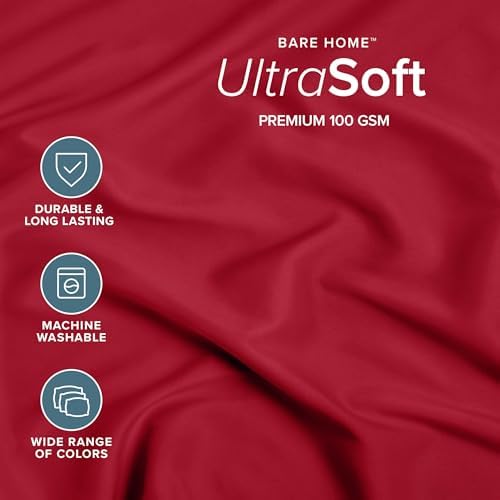 Bare Home Twin Fitted Sheet - 1800 Ultra-Soft (Twin, Red) - Image 2