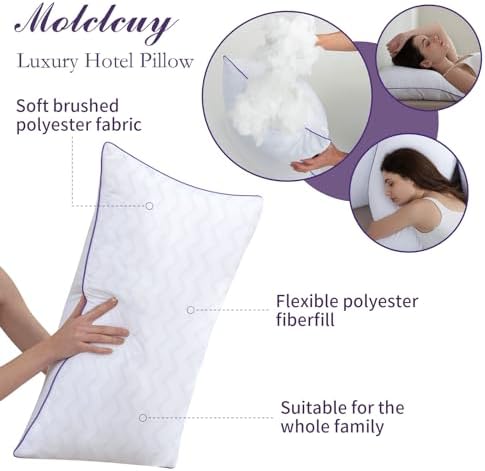 MOLCLCUY Bed Pillows King Size Set of 2,Hotel Collection Pillow for Side and Back Sleepers,Super Soft Down Alternative Microfiber Filled - Image 5