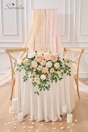 Serwalin Artificial Flowers Combo Box Set Champagne Fake Flowers for DIY Table Centerpieces for Thanksgivings Day Bridal Wedding Decorations Silk Floral Arrangements Party Baby Shower Decor - Image 2