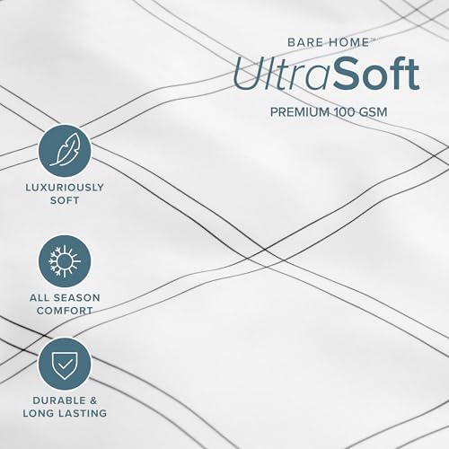 Bare Home Twin XL Fitted Sheet (Twin XL, Modern Plaid - White/Grey) - Image 2