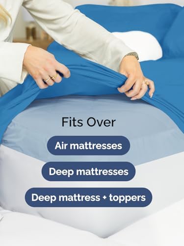 CGK Extra Deep Queen Single Fitted Sheet Only - Denim Blue - Image 6