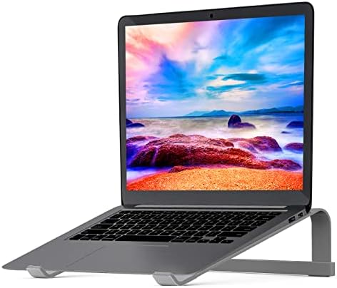 LENRUE Laptop Stand for Desk，Stable MacBook Pro Stand，Ergonomic Aluminum Computer Riser for 12 13 15 16.2 inch ，Computer Cooling Stand for Mac MacBook Pro Air,HP, Dell, More PC Notebook (Space Gray) by LENRUE