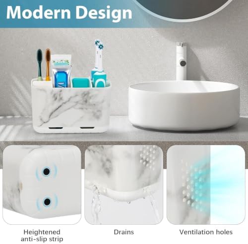 Boperzi Toothbrush Holders for Bathrooms Organizers and Storage, Large Tooth Brush Holders, Electric Toothbrush and Toothpaste Organizer Caddy with Drainage Holes for Kids Family RV Camper - Image 4