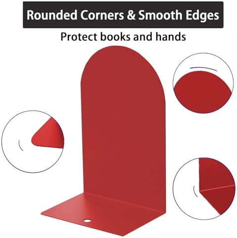 MerryNine Book Ends for Shelves, Metal Bookends for Shelves, 2 Pairs - Image 4