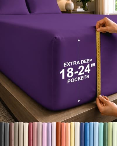 CGK Extra Deep Twin Single Fitted Sheet Only - Purple by CGKUnlimited