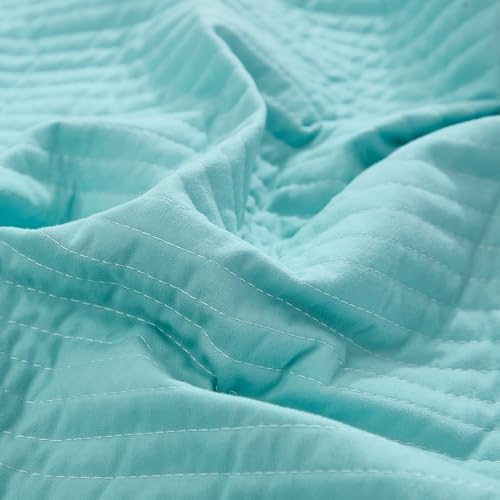 Stripe Quilted Pillowcases Set of 2, King Size Envelope Pillow Covers Soft Breathable Pillow Shams for Bed Couch (Aqua, 20"x36") - Image 6