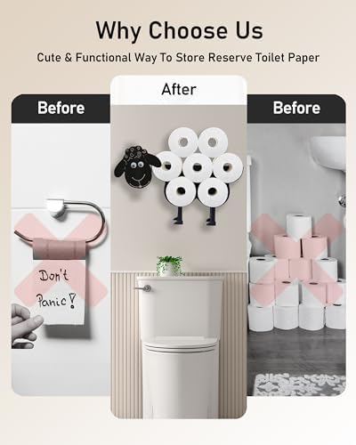 Sheep Toilet Paper Holder, Standing & Wall Mount Toilet Paper Storage - Image 4