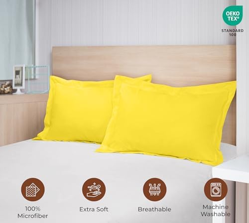 Royale Linens Microfiber King Size Pillow Shams Set of 2 - Yellow Shams - Image 5