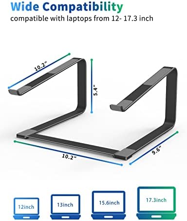 SOUNDANCE Laptop Stand for Desk, Metal Riser, Fits 12-17.3 Inch, Black - Image 2