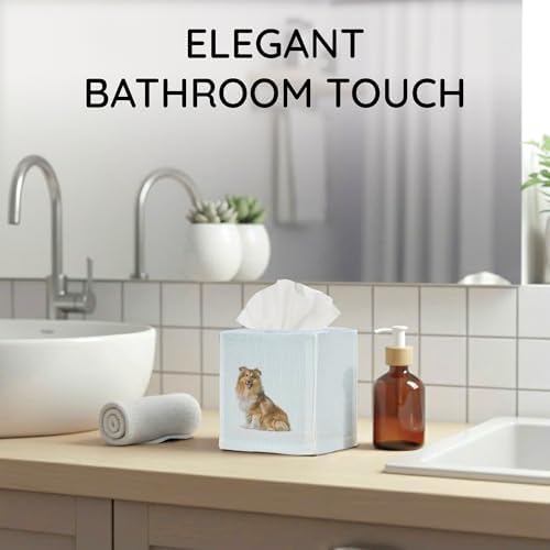 Square Tissue Box Cover Cute Set of 2, Dog - Ivory - Image 6