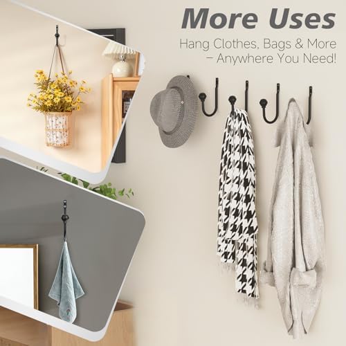 Hion Curtain Holdbacks Black 6pcs, Curtain Tiebacks Wall Mounted Hooks - Image 5