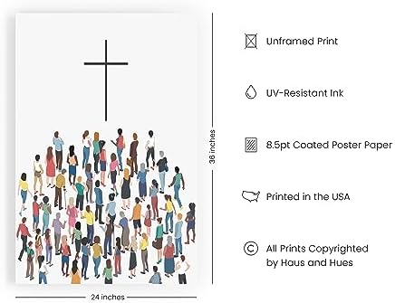 HAUS AND HUES Religious Wall Art – The Cross of Jesus Christ Poster, Christian Painting for Home or Church, Inspirational Biblical Print, Spiritual Catholic Artwork (Unframed, 24"x36") - Image 2