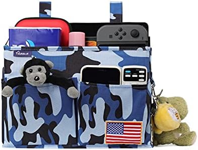 Surblue Bedside Caddy Hanging Bed Organizer Storage Bag Pocket for Bunk and Hospital Beds, College Dorm Rooms Baby Bed Rails, Wheelchair Side Bag, Camp Chiars, 4 Pockets and 2 Hooks (Small Ocean) - Image 3