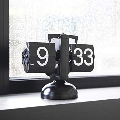mooas Flip Desk Clock (Black), Retro Vintage Design Auto Flip Table Clock - Image 2