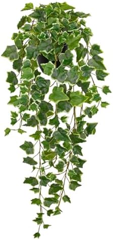 Hollyone Artificial Hanging Plants Potted 31.4" Fake Ivy Vine Faux Ivy Leaves Hanging Greenery Plant in Black Pot for Home Indoor Wall House Room Patio Shelf Office Decor by Hollyone