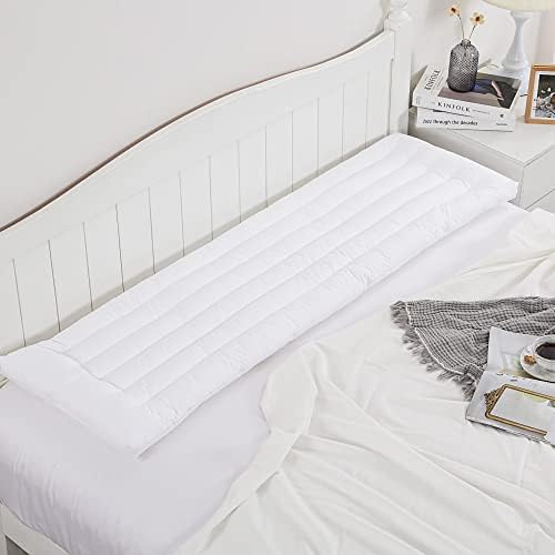 HOMBYS Slim Body Pillow for Adult Extra Large Thin Stomach Sleeper Bed Pillows for Sleeping with Cotton Cover-Ultra Thin Low Profile, White - Image 6