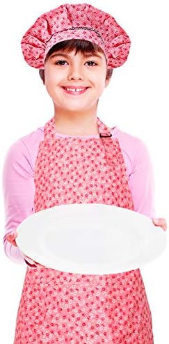 Kids Apron and Chef Hat Set, Cotton Child Toddler Aprons with Pocket - Image 2