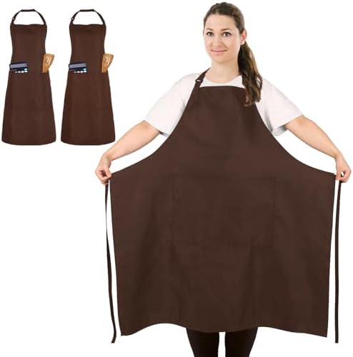 2 Pack Plus Size Waterproof Cooking Chef Apron with 2 Pockets for Men Women by FunChaos