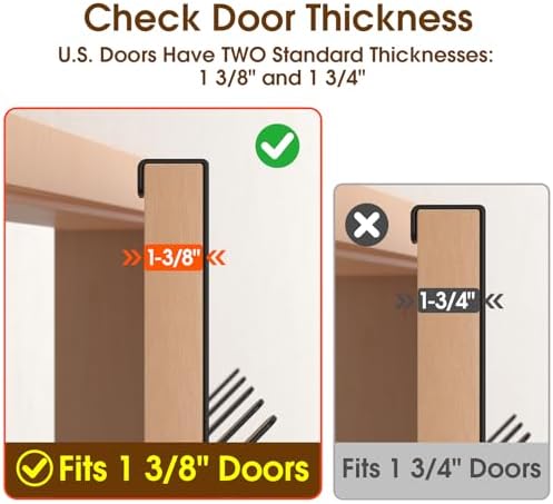 Over The Door Hooks Hanger with 7" Arms for Hanging Heavy Coats, Towel, J7U, Perfectly Fits US Standard 1 3/8-inch Doors, Towel Rack Bathroom Organizer Holder, Rustproof, Matte Black - Image 4