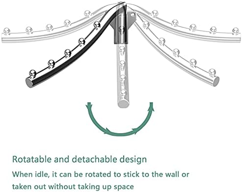 Folding Wall Mounted Clothes Rack, Wall Clothes Hanger Detachable Sturdy Swing Arm Coat Hanger Stainless Steel Clothes Hook Closet Rod Clothing Holder Drying Racks for Bathrooms Laundry Room, 2 Pack - Image 4
