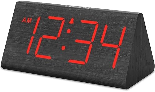 DreamSky Wooden Digital Alarm Clock for Bedrooms with Large Numbers by DreamSky