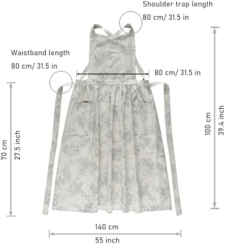 Floral Cotton Waterproof Adult Kitchen Apron Adjustable Cooking Baking Garden Chef Apron with Pocket - Image 2