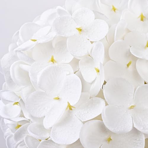 Yastouay 6 Pcs Real Touch Hydrangea Artificial Flowers, White - Image 2