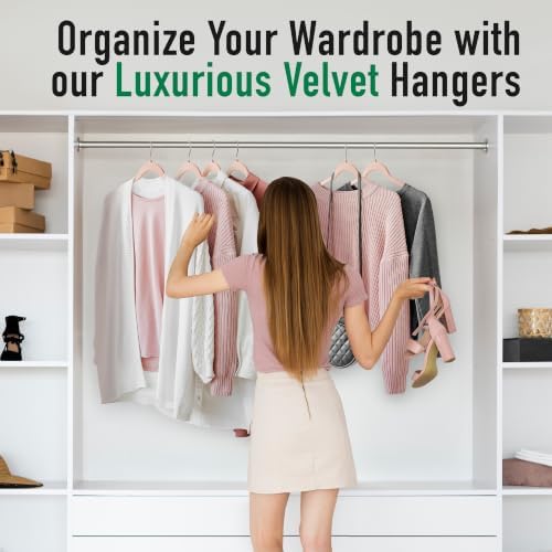 Sishynio Premium Velvet Shirt Hangers 30 Pack, Non-Slip 360° Swivel Hook Space-Saving Felt Hanger, Slim Flocked Hangers for Blouses, Strappy Dresses, Tank Tops(Pink) - Image 7