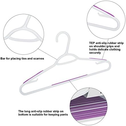 Plastic Clothes Hangers 30 Pack, Hangers with Grip Purple - Image 4