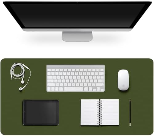 Leather Desk Pad Protector,Non-Slip Desk Pad(OliveGreen, 23.6" x 13.7") by CADONO