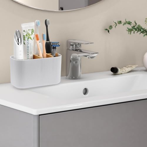 GFWARE White Toothbrush Holder, 5 Slots Bathroom Storage Organizer - Image 2