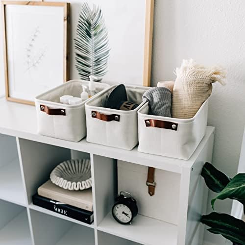OrganiHaus 12x8in Canvas Storage Baskets, 3 Pack - Fabric Bins for Shelves - Image 4