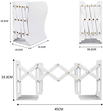 Aobopar Adjustable Metal Book Ends for Shelves White - Image 4