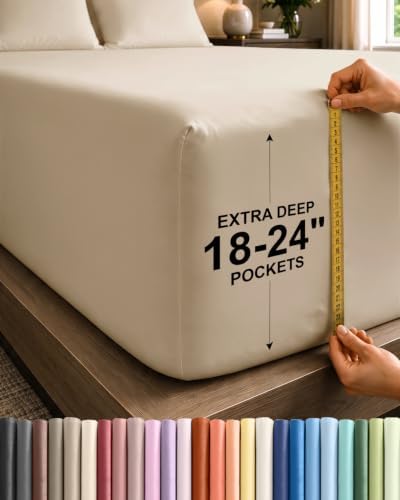 CGK Extra Deep King Single Fitted Sheet Only - Cream by CGKUnlimited