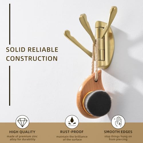 Angle Simple Swivel Towel Hook Brushed Dark Gold, Bathroom Hook 2 Pack - Image 5