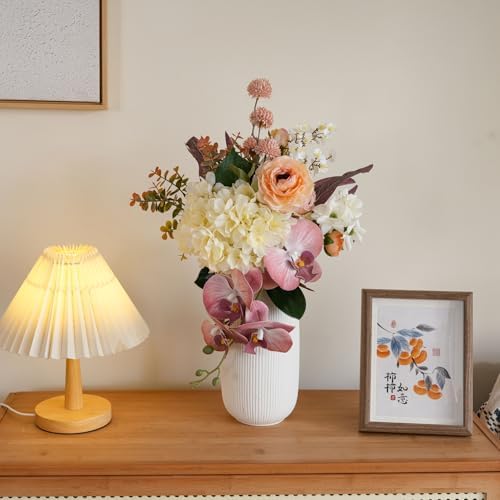 17-inch Artificial Fake Flowers Silk Flower Arrangements Faux Bouquets Composed of Hydrangea, phalaenopsis, Lotus, Double-Headed Roses, Dandelions, Jasmine, Small Fennel Branches. - Image 5