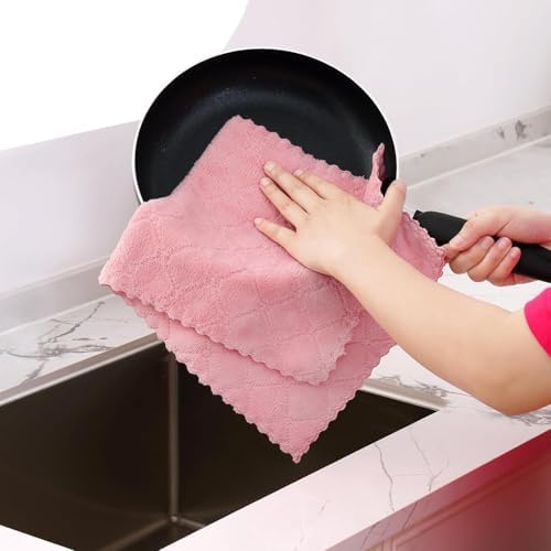Homaxy 12 Pack Super Soft Absorbent Dish Towels, 10" x 20", Pink - Image 3