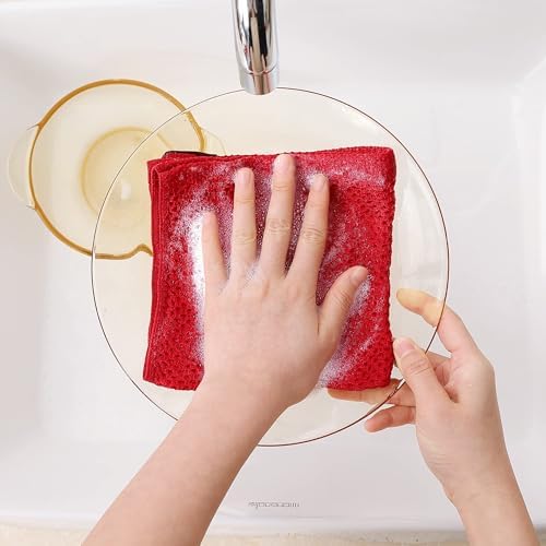 Homaxy 100% Cotton Waffle Weave Kitchen Dish Cloths 8-Pack, Red - Image 4