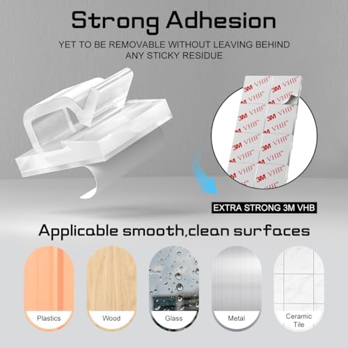 KGROTE 100PCS Cable Clips, Adhesive Wire Clips Strong Cord Clips Wire Holders, Cable Management Clips for Desk, Wall, Car, TV, Ethernet Cable (Clear, Small) (Pack of 3) - Image 4