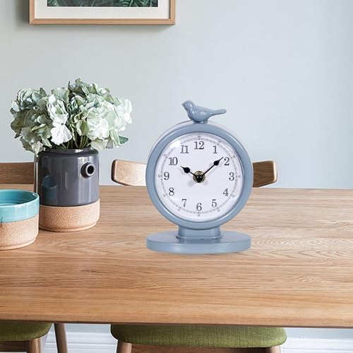Classic Vintage Analog Mantel Desk Clock, Bright Blue - Image 5
