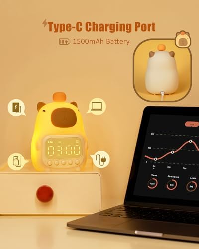 Capybara Alarm Clock for Kids, Cute Kid Night Light Toddler Alarm Clocks - Image 6