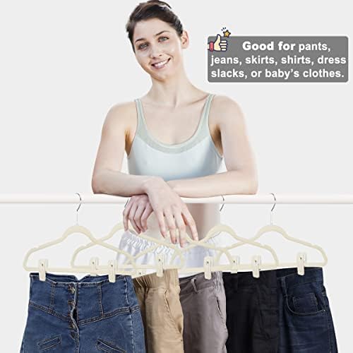 TOFIIGREM Velvet Hanger Clips for Velvet Hangers - 20 PCS Beige Non-Slip Velvet Clip for Skirt Hanger, Strong Flocking Clips Fit for Ivory Velvet Hangers - Image 4