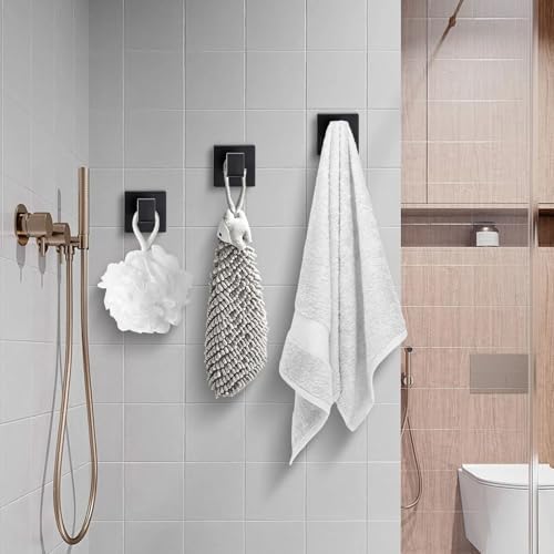 Towel Hooks for Bathrooms, Heavy Duty Wall Mounted Stainless Steel Modern Hook, 2 Pack – Ideal for Hanging Towels, Robes, Coats, in Kitchen, Bedroom, Bathroom, or Hotel (2, Matte Black) - Image 5