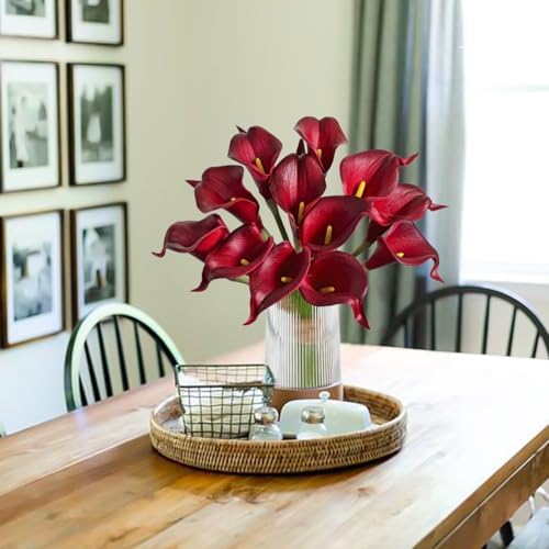 Letjolt Artificial Calla Lily Flowers 12Pcs, Dark Red - Image 4