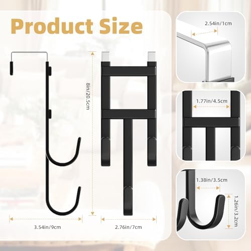 BAKON Over the Door Hooks, 2 Pack Heavy Duty Triple Hooks Fits Doors 1.6" - Image 3
