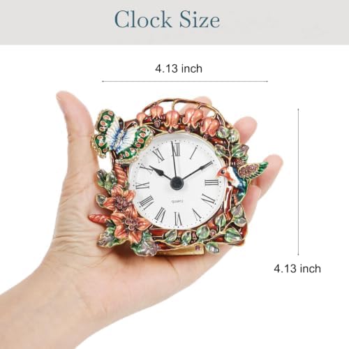 Vintage Small Tabletop Clock, Battery Operated Metal Clock with Rhinestone for Bedside, Table, Living Room, Home & Office, Quartz Analog Movement - Image 2