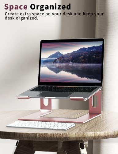 ALASHI Ergonomic Laptop Stand, Aluminum Desk Riser, 10-15.6", Pink - Image 7