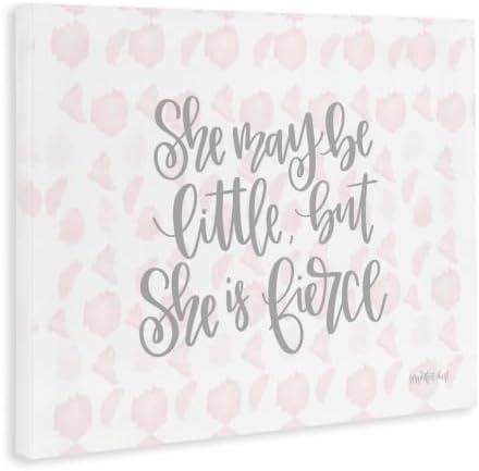 The Kids Room by Stupell She May Be Little But She Is Fierce Pink Watercolor Pattern, 16 x 20, Proudly Made in USA - Image 2