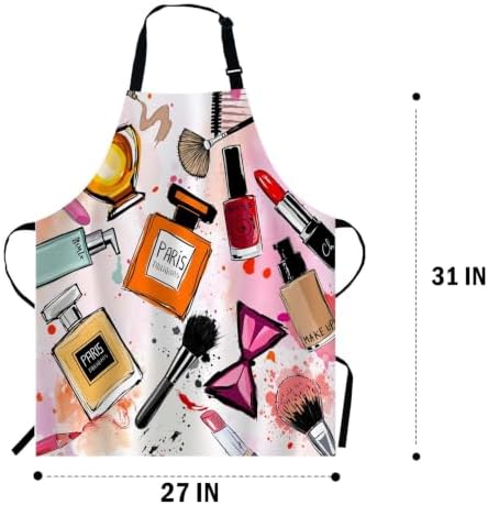 WONDERTIFY Cosmetics Apron,Women Cosmetics Perfume Lipstick Series Bib Apron with Adjustable Neck for Men Women,Suitable for Home Kitchen Cooking Waitress Chef Grill Bistro Baking BBQ Apron - Image 3