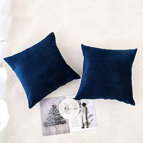 NiNi ALL Navy Blue Velvet Throw Pillow Covers 18x18 Pack of 2 Decorative - Image 2